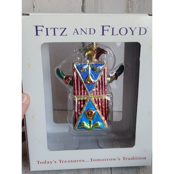 Fitz Floyd jack in box jester Blown glass ornament Xmas - Picture 6 of 7